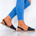 Miniatyrbillede 4 af 5: Dames Menorcan Peep Toe Flade Sandaler Sommer Strand Pumps Flade black eu 41