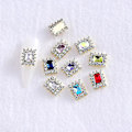 Miniatyrbilde 4 av 5: 10 stk/pakke med rektangulære metallspikerkunst smykker skinnende rhinestones krystall juvel sjarmdesign for dekorering av negltilbehør Diy