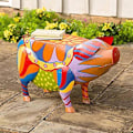Miniatyrbillede 2 af 5: Graffiti Gris Statue Dekoration Have Patio Figurine Porker Dyr Rustik Moderne Ornament Vinskab Bogreol Håndværk Miniature