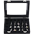 Miniatyrbillede 3 af 4: Fløjlsglas Smykker Ring Display Organiser Box Bakke Holder Øreringe Opbevaringsæske (sort)