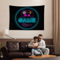 Miniatyrbilde 5 av 5: Tapestry Cool Neon Gaming Tapestry Veggdekor Gamer Rom Decor Poster Tapestry, Gaveideer Til Gutter
