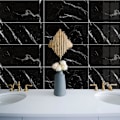 Miniatyrbilde 4 av 5: 4 stk krystallmarmor flis gulv klistremerker vanntett pvc bakke vegg klistremerker selvklebende diy baderom dekor