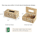 Miniatyrbillede 2 af 5: Flettet Serviet Holder, Vandhyacint Vævsæske Beholder, Dekorativ Vævsæske Holder Med Låg, Håndvævet Serviet Dispenser, 1 Pakke, 25,4 cm L x 15,2 cm B x 10,2 cm H