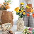 Miniatyrbild 1 av 5: Glasblomvas med rottingöverdrag Blomknoppvas Rund dekorativ blomvas Blombehållare Lantlig blomflaska för blomsterarrangemang Hous