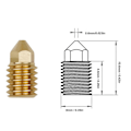 Miniatyrbillede 3 af 5: 3D-printer messingdyse - Pakke med 5, tæt forbindelse, varmebestandig op til 500 °C, kompatibel med Bambu Lab X1 P1P, 1,75 mm, 0,6 mm