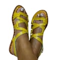 Miniatyrbillede 1 af 2: Kvinde Gladiator Flade Sandaler Casual Strand Ankelrem Sko 40 yellow