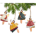 Miniatyrbild 3 av 5: Jultomte-prydnader för julgran, dansande flygande tennsänglar (set med 12)
