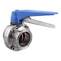 Miniatyrbillede 1 af 5: Sommerfugleventil med blåt udløserhåndtag i rustfrit stål 304 Tri-clamp (2 tommer Tri-clamp sommerfugleventil