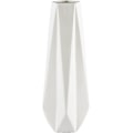 Miniatyrbillede 3 af 4: Rivet Moderne Vinkelformet Stengods Vase, 36,5 cm Høj, Hvid