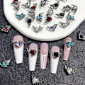 Miniatyrbild 2 av 5: 5 st kristall strass nagelkonst dekoration Halloween fladdermus nagel berlocker dekor Black