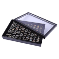 Miniatyrbillede 1 af 5: Velvet 100 Slots Ring Øreringe Display Box Showcase Opbevaring Case Holder Bakke Smykker Organizer Boxes