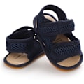 Miniatyrbillede 2 af 4: Baby drenge piger sommer sandaler blød sål lærred lukket tå småbørn spædbarn udendørs gåsko f navy 0-6 months infant