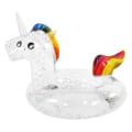 Miniatyrbild 4 av 5: Klar Glitter Flamingo Unicorn Badring för Barn Simcirkel Sommar Uppblåsbar Pool Float Vattenmadrass Poolparty Leksaker