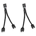 Miniatyrbillede 1 af 5: 2 stk. Computer Motherboard USB 2.0 9-polet til dobbelt 9-polet forlængerkabel Y-splitter Audio HD forlængerkabel Sort