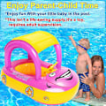Miniatyrbillede 4 af 5: 2023 - Oppustelig Baby Pool Float Med Baldakin, Bilformet Baby Svømme Float Båd Med Solsejl Sikkerhedssæde Til Småbørn Spædbarn Svømme Ring Pool (Pink)