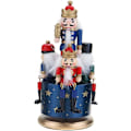 Miniatyrbillede 1 af 4: Soldat Træ Nøddeknækker, 4 Soldater, Musikboks, 21 Cm, Mekanisk Legetøj Til Julepynt, Børnefødselsdagsgave (blå)