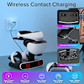 Miniatyrbilde 2 av 5: Ladestasjon for Ps Vr2-kontrollere og headsetstativ, trådløs kontaktladestasjon for 2 kontrollere, Ps-vr2-laderstasjon