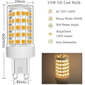 Miniatyrbillede 2 af 5: 3-pak G9 LED Pærer 10w Halogen Pære 150w, 86 LED'er, 1000lm, 360 Strålevinkel, Super Lys, Ac220-240v