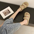 Miniatyrbillede 4 af 5: Læder Platformsandaler Og Sandaler beige 36