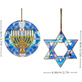 Miniatyrbild 5 av 5: Newway Hanukkah-prydnader 2 st akryl Hanukkah-dekorationer Chanukah Menorah-hänge Kompatibel fönster, bilbackspegeldekor