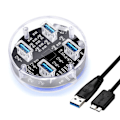 Pikkukuva 1 / 5: 4-porttinen USB-keskitin, USB 3.0, läpinäkyvä virtalaturi, 5 Gbps, kannettava USB-jakaja