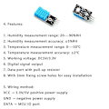 Miniatyrbilde 5 av 5: Temperatur- og relativ fuktighetssensor DHT11-modul med kabel for Arduino
