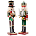 Miniatyrbilde 1 av 5: 2 Store Trefigurer Jule-Nøtteknekker Soldat Med Stativ, 30cm - Tradisjonell Juledekorasjon - Sterk & Premium Kvalitet