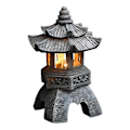 Miniatyrbilde 1 av 5: Pagoda Lanterne Hage Lys Solcelle Hage Lys Stein Pagoda Dekorasjon Dekorasjon Hage Hage Harpiks Skulptur Utendørs Lys (1 stk)