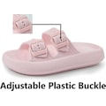 Miniatyrbillede 2 af 5: Sandaler til kvinder og mænd - Pudeslippers - Dobbelt spænde justerbare slides - Eva flade sandaler pink 37-38