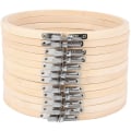 Miniatyrbillede 1 af 5: 12 stk. 7 tommer Træbroderingsringe Bulk Bambus Cirkelring Rund Ring Til Kunst Håndværk Handy Sy
