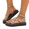 Miniatyrbilde 1 av 4: Flatsandaler Kvinners High-End Plattform Justerbare Kvinnersko Leopard Cross-Thong Romerske Sandaler 36