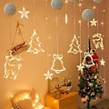 Miniatyrbillede 2 af 5: Jul LED-lys Snefnug Julemand Hængende Sucker Lampe Vindue Ornamenter Dekoration Til Hjem Jul Navidad 2023 Nytår Dekoration 4