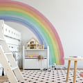 Miniatyrbilde 3 av 4: Store Vannfarge Regnbue Veggklistremerker For Barnerom Barnehage Hjemmedekor Fargerik Regnbue Mural Sel