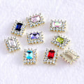 Miniatyrbild 2 av 5: 10 st/förpackning av rektangulära metall nagelkonst smycken glänsande strass kristall pärla charm design för att dekorera nageltillbehör diy