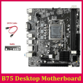 Miniatyrbilde 2 av 5: B75 Hovedkort for stasjonær PC + deksel + SATA-kabel LGA1155 DDR3 Støtter 2x8g PCI E 16x for I3 I5 I7-serien P