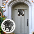 Miniatyrbilde 2 av 5: Halloween Dørkrans med Blomster, Dørkleshengere, Spøkelse Velkommen Dørskilt, Håndlaget Tre Henger