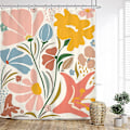 Pikkukuva 1 / 5: Abstrakti Kukka Suihkuverho 60wx72l Tuumaa Boho Kukat Esteettinen Nykyaikainen Matisse Kylpyhuone Verhot Set Moderni Vintage Kylpy Tarvikkeet Taide Ho