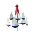 Miniatyrbilde 1 av 5: Kinetisk Kunst Vindskulptur, Fyrtårn Seilskute Vindmøller, Nautisk Vindskulptur Metalldekor For