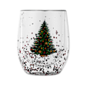 Miniatyrbild 1 av 5: Glitter julgran kopp transparent dubbelväggig vatten mjölk kaffe glas