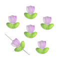 Miniatyrbillede 3 af 5: 320 stk Farverige Gennemsigtige Tulipan Blomsterperler Håndlavede Tulipaner Glas Spacer Perle Krystal Løse