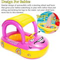 Miniatyrbillede 3 af 5: 2023 - Oppustelig Baby Pool Float Med Baldakin, Bilformet Baby Svømme Float Båd Med Solsejl Sikkerhedssæde Til Småbørn Spædbarn Svømme Ring Pool (Pink)