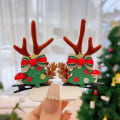 Miniatyrbilde 4 av 4: Hodebånd 8 par julehårklemmer, reinsdyrgevir hårklemmer julefest plysj elghårklemmer, 8 stk for kvinner