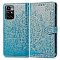 Miniatyrbild 2 av 4: Xiaomi Redmi 10/10 Prime Fodral Läder Plånboksfodral Präglad Mandala Magnetiskt Flip-skydd Stöttåligt - Blå