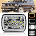 Miniatyrbillede 2 af 4: 5x7 tommer 7x6 tommer LED Forlygter Hi-lo Beam Halo DRL til Xj Wrangler Yj