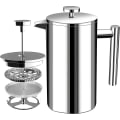 Miniatyrbillede 1 af 2: Fransk Presse, 100% Rustfrit Stål Dobbelt Vægge Isoleret Kaffe Presse Med Fine Filter, Espresso & Te Maker 32 Oz
