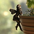 Miniatyrbillede 4 af 5: Blomsterfe Pottet Vedhæng, Hjemmehave Fe Harpiks Håndværk Statue (4 Stykker, Brun)