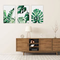 Miniatyrbild 3 av 5: Väggkonst för vardagsrum, bananblad Monstera botaniska tryck väggkonst dekoration modern minimalistisk vattenfärg set för sovrumsdekoration affischer (utan ram)