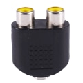 Miniatyrbillede 3 af 5: 3,5 mm Hun-stik til Dobbelt Hun-RCA Jack AV Adapter Splitter Sort