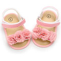 Miniatyrbild 1 av 4: Spädbarn Baby Flickor Sommar Sandaler Med Blomma Mjuk Sula Nyfödd Småbarn Första Walker Spjälsäng Klänning Skor 01 pink 6-12 months infant