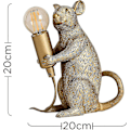 Miniatyrbillede 3 af 5: Moderne Bordlampe i Metallic Guld med Rotte Design - Dyrelampe til Stue, Spisestue og Soveværelse